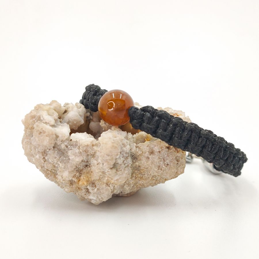 Woven rope bracelet with brown agate