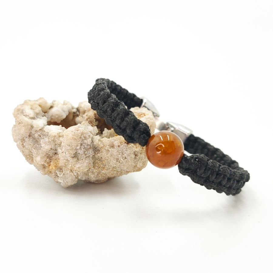 Woven rope bracelet with brown agate