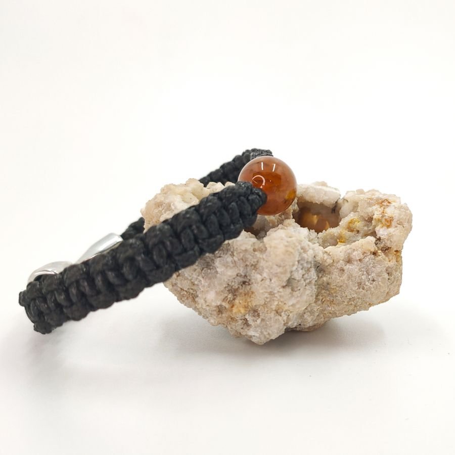 Woven rope bracelet with brown agate