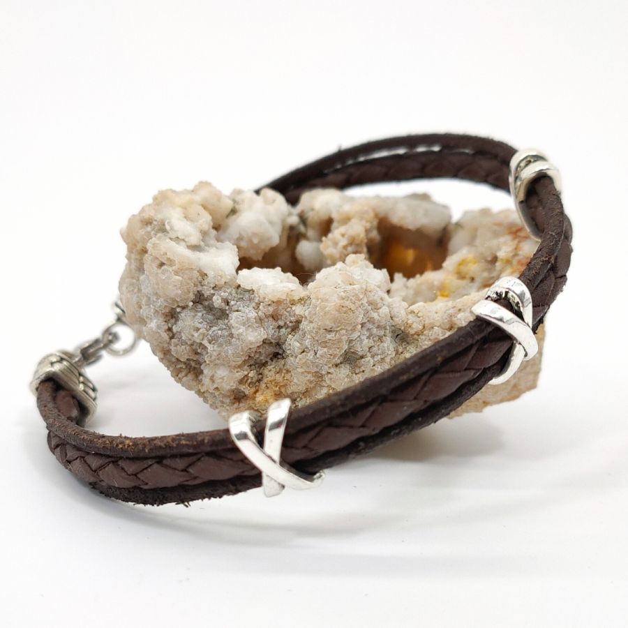 Brown leather multi-rank bracelet for men