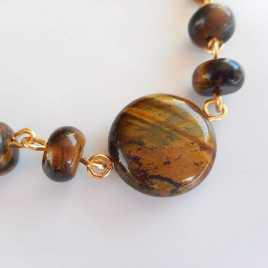 Tiger eye and stainless steel bracelet