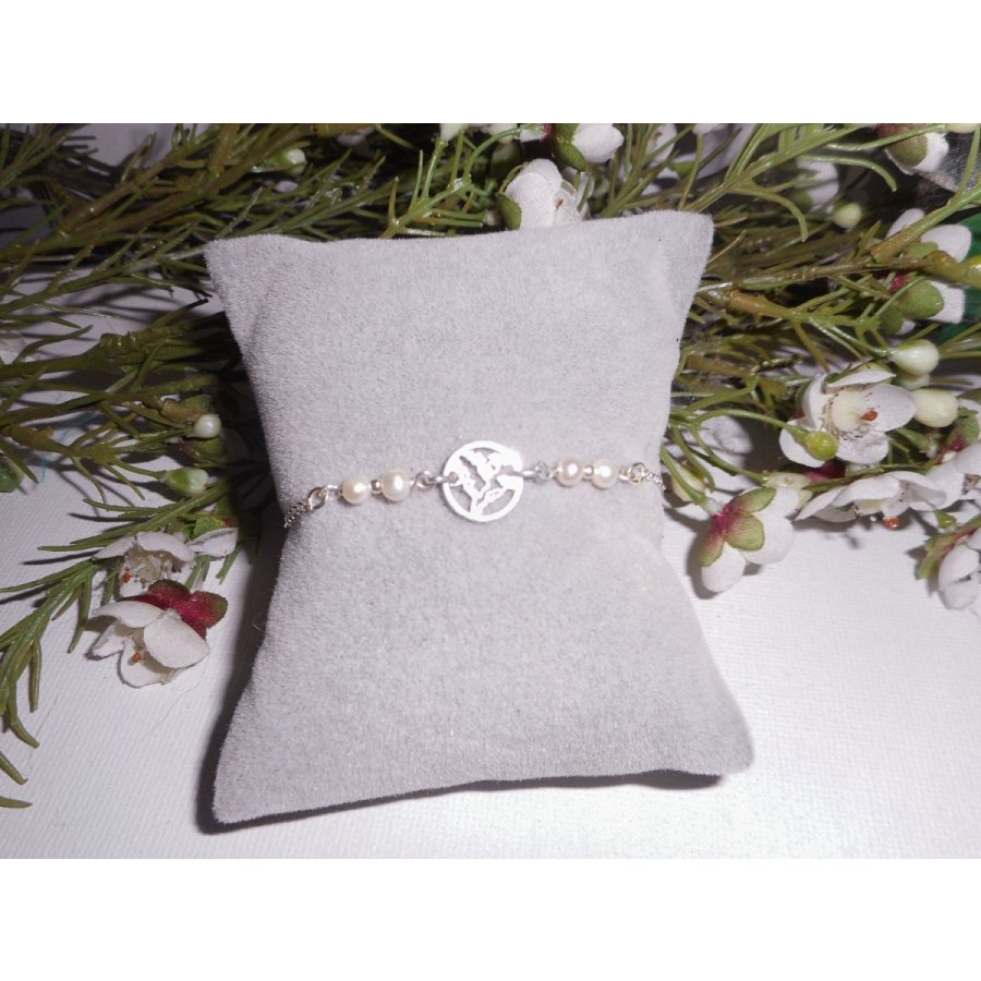 Cultured pearl bracelet with tree of life in silver 925