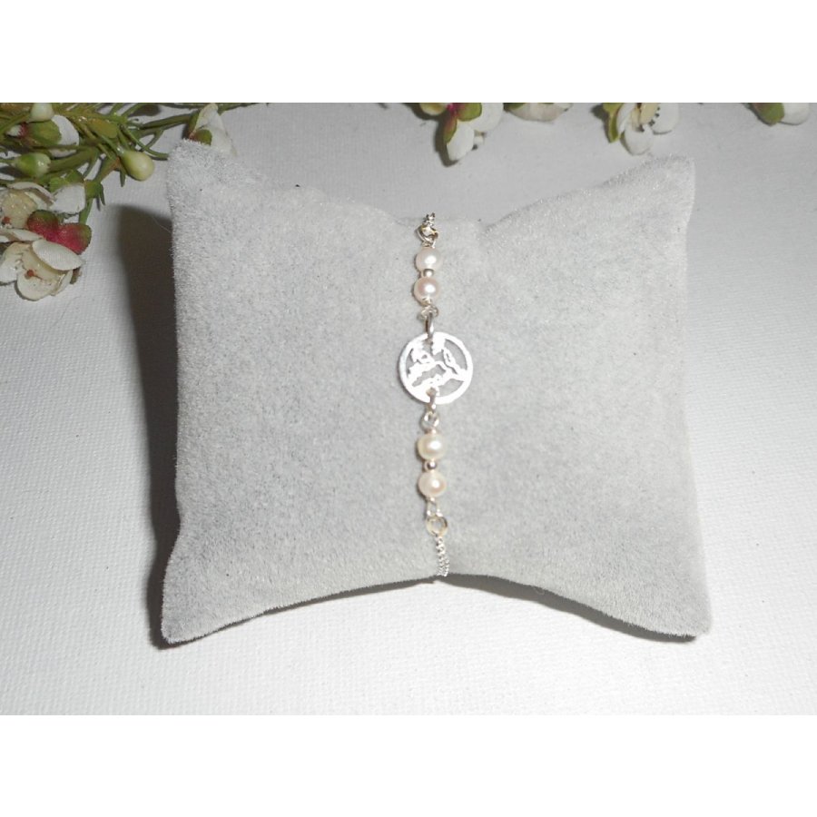 Cultured pearl bracelet with tree of life in silver 925