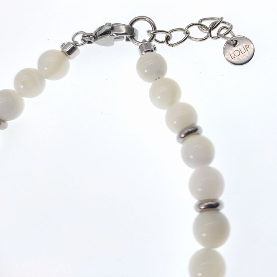 White mother of pearl and stainless steel bracelet