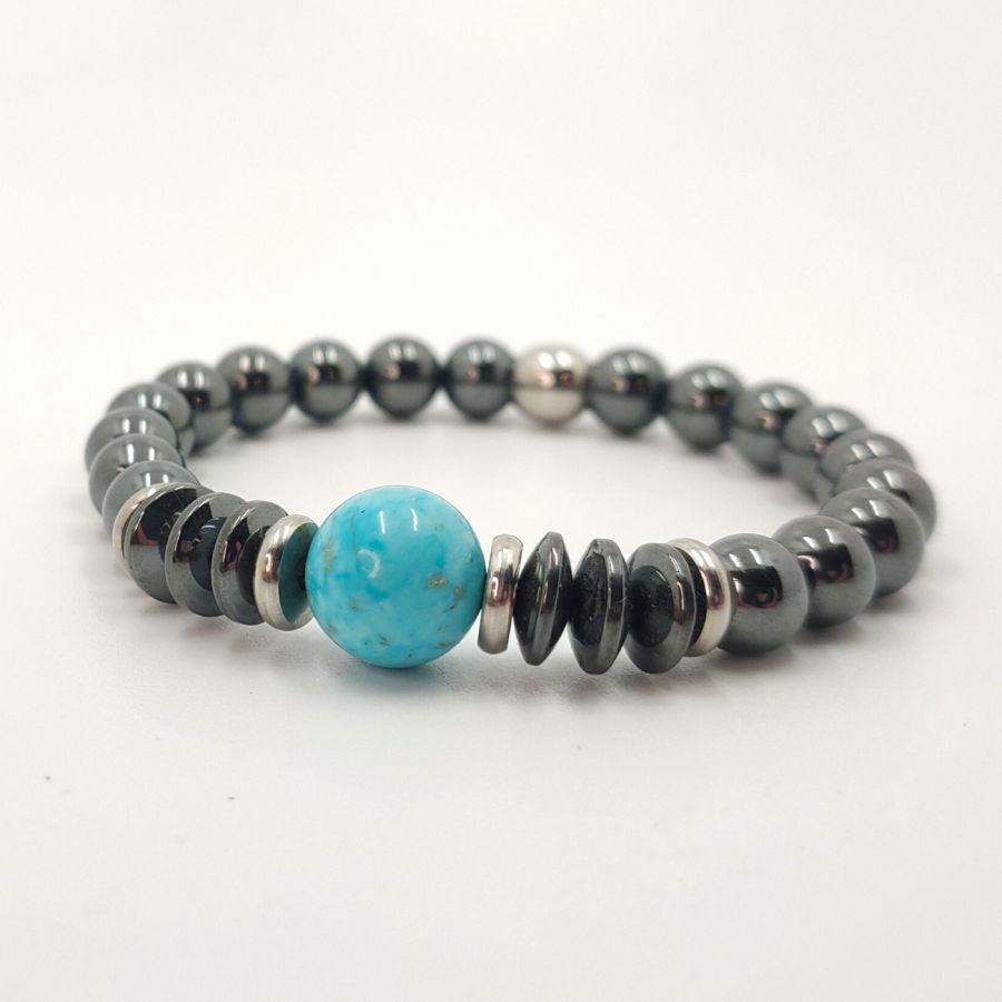 Grey hematite and blue amazonite bracelet