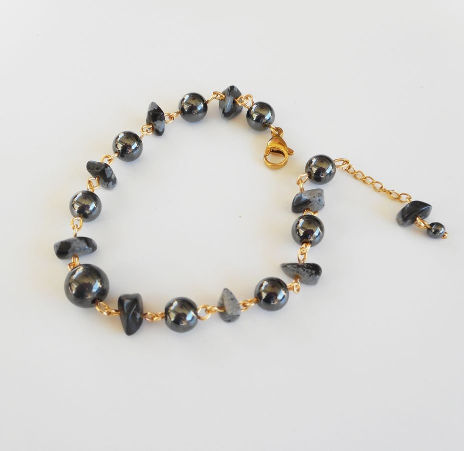 Hematite and obsidian stones bracelet