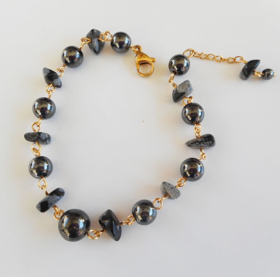 Hematite and obsidian stones bracelet