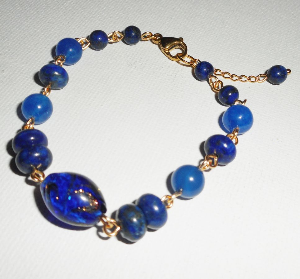 Murano glass and blue semi-precious stones bracelet