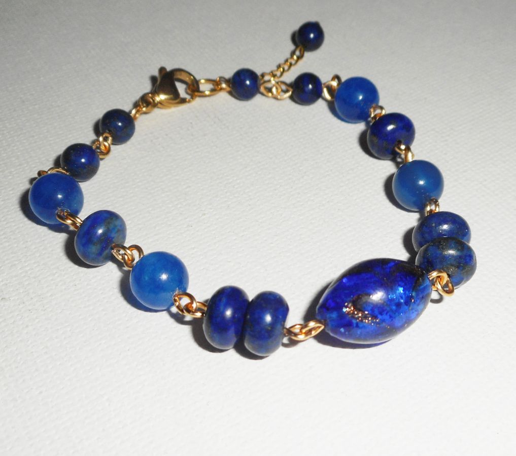 Murano glass and blue semi-precious stones bracelet