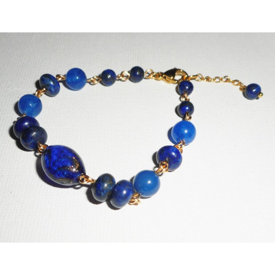 Murano glass and blue semi-precious stones bracelet