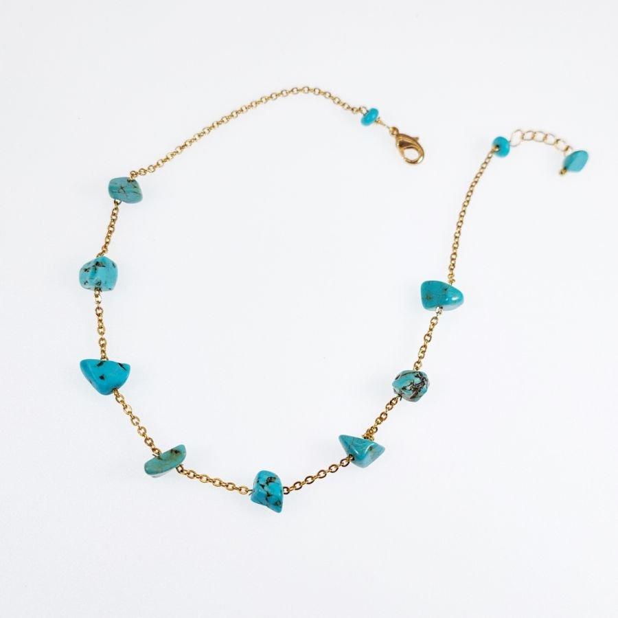 Turquoise chip anklet