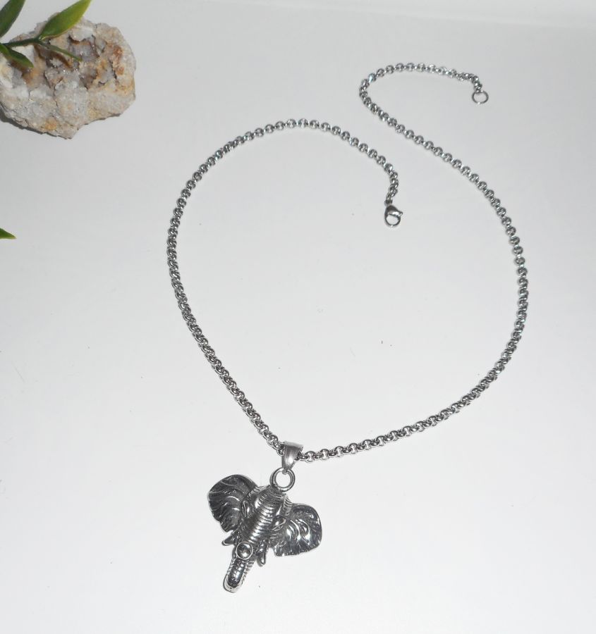 Elephant necklace on stainless steel chain