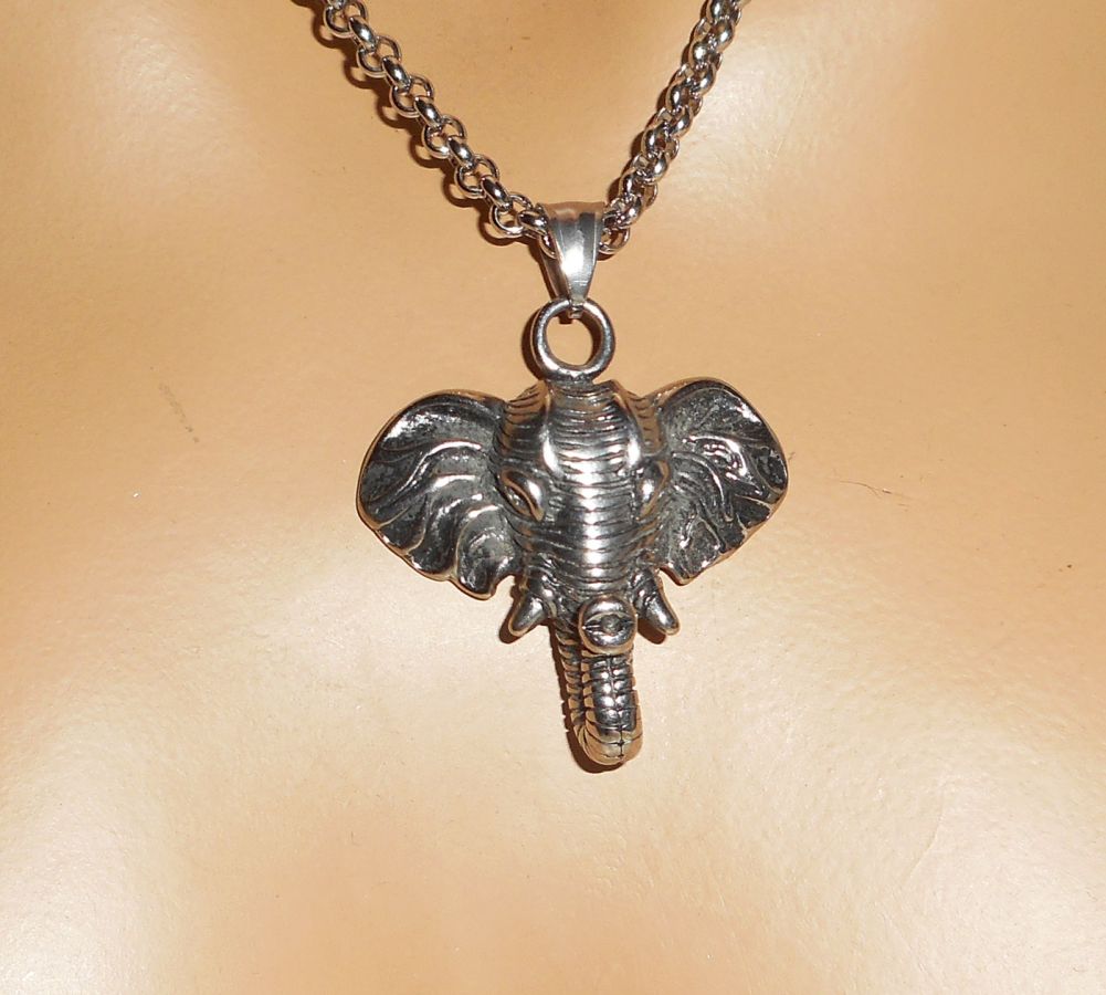 Elephant necklace on stainless steel chain