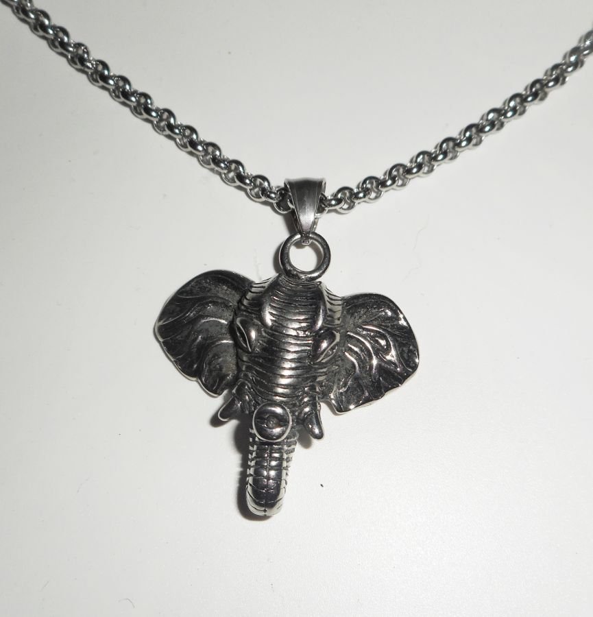 Elephant necklace on stainless steel chain