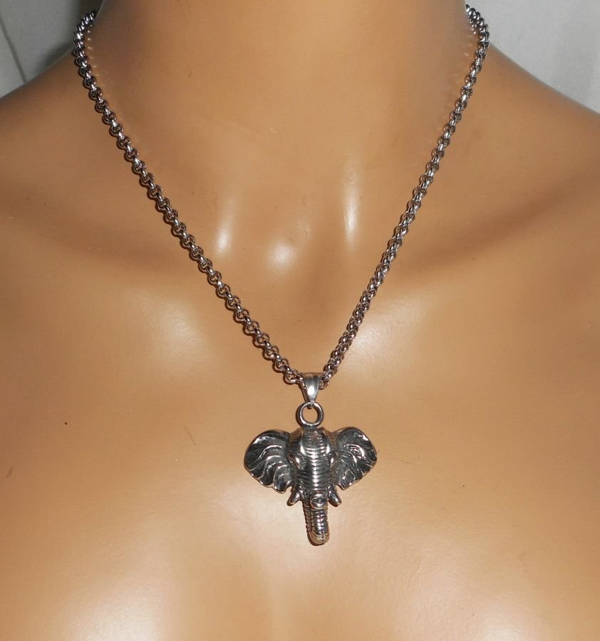 Elephant necklace on stainless steel chain