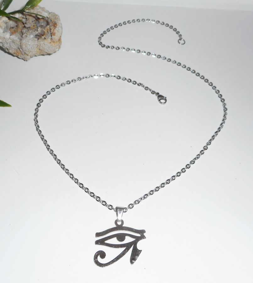 Orus eye necklace on stainless steel chain