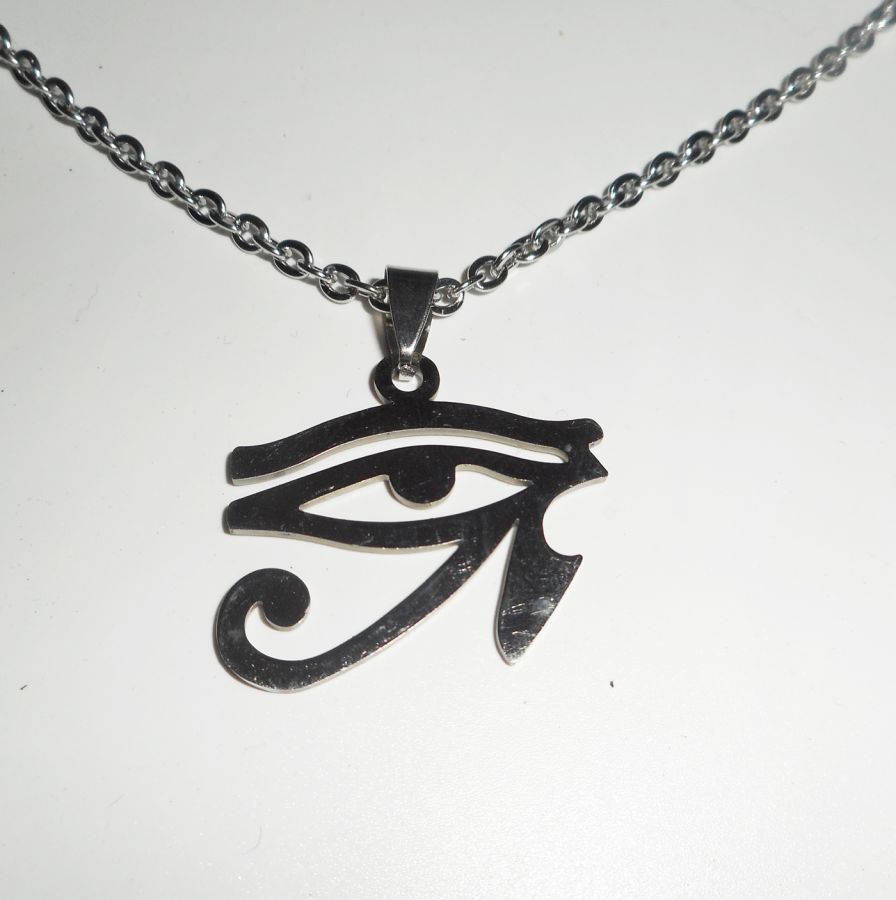 Orus eye necklace on stainless steel chain