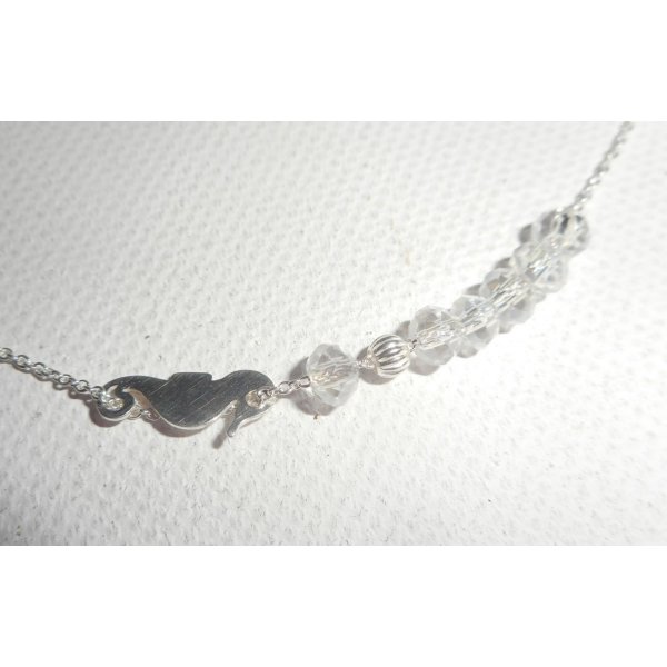 925 silver choker necklace with small seahorse and crystal beads