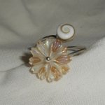 Original 925 silver ring with mother of pearl daisy and St Lucia eye