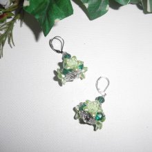 Original aniseed flower earrings with green crystal beads