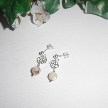 Earrings with brown mother of pearl on 925 silver studs