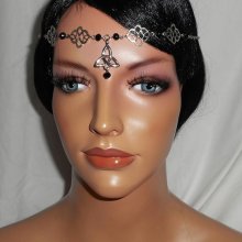 Black Bohemian crystal beaded tiara with Celtic motifs 2 in 1