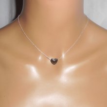 Hematite stone heart pendant on 925 silver chain