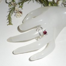 Original 925 silver ring with crystal flower and butterfly