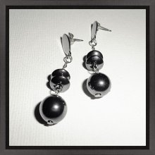 Hematite stone earrings on stainless steel