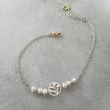 Cultured pearl bracelet with tree of life in silver 925