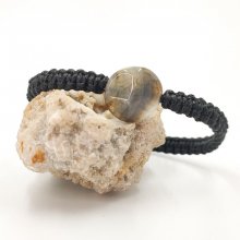 Woven rope bracelet with blue agate stone