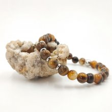 Tiger eye stone and stainless steel bracelet for men