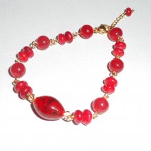 Murano glass and gorgonian bracelet with colored jade